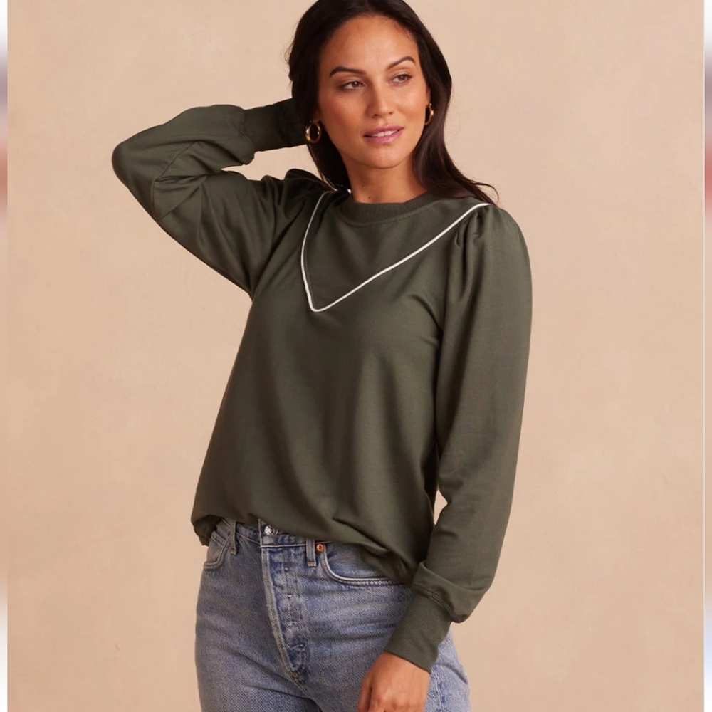 Summersalt - French Terry Contrast Puff-Sleeve Pullover